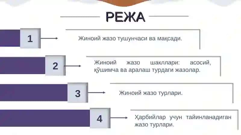 Jinoiy jazo tushunchasi va tizimi taqdimot/ Жиноий жазо тушунчаси ва тизими 2