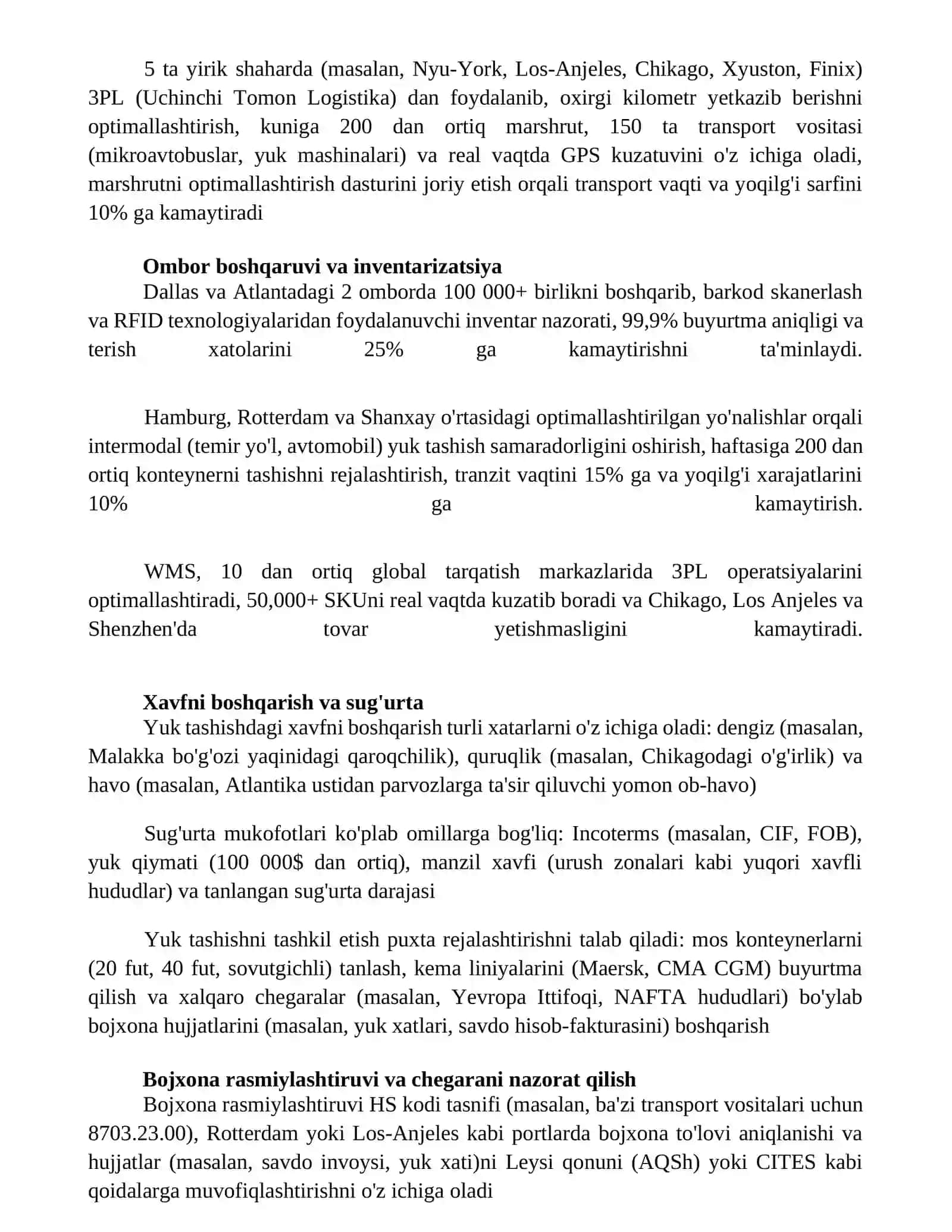 Yuk tashish xarajatlarini optimallashtirish 2