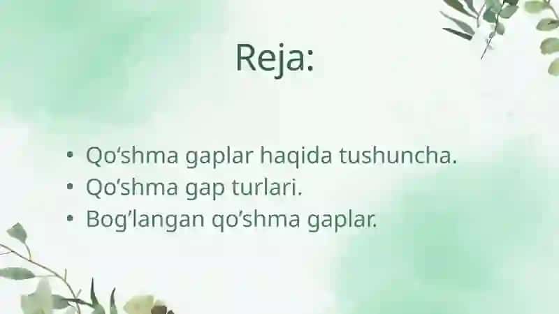 qoʻshma gap qismlari orasidagi funksional munosabatiga koʻra turlari tahlili. 2