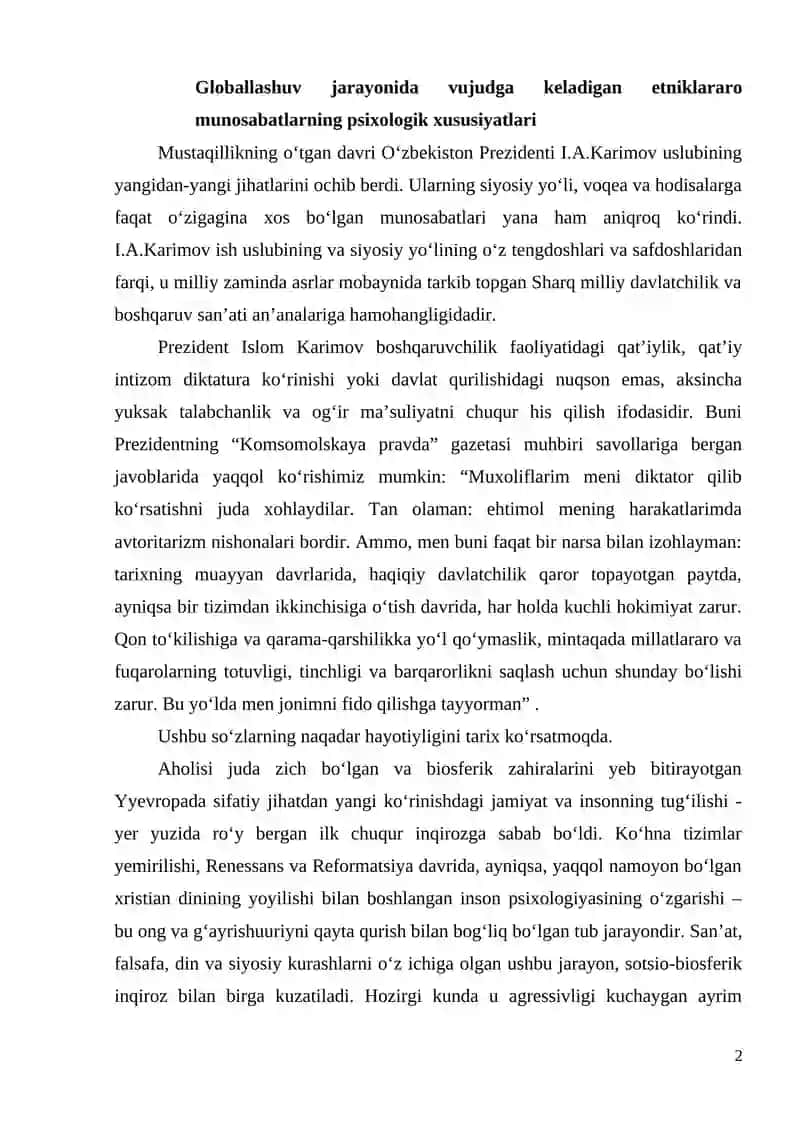 Globallashuv jarayonida vujudga keladigan etniklararo munosabatlarning psixologik xususiyatlari 2