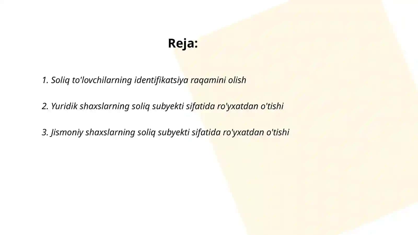 Soliq tólovchilarini va soliqga solish obyektlarini hisobga olish 2