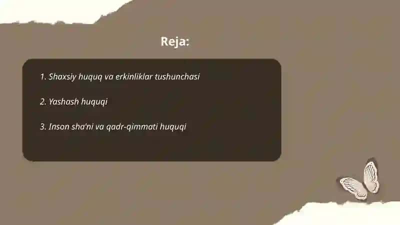 Shaxsiy huquq va erkinliklar 2