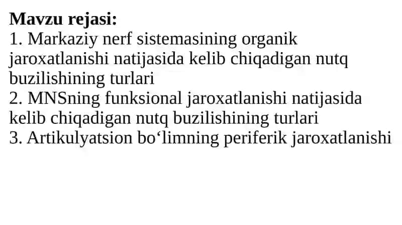 Nutq buzilishlarini tasniflash 2