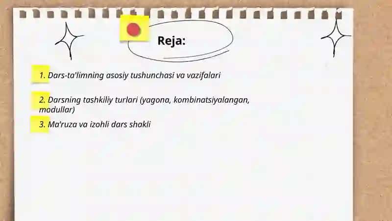 Dars-ta'limni tashkil etishning asosiy shakli 2