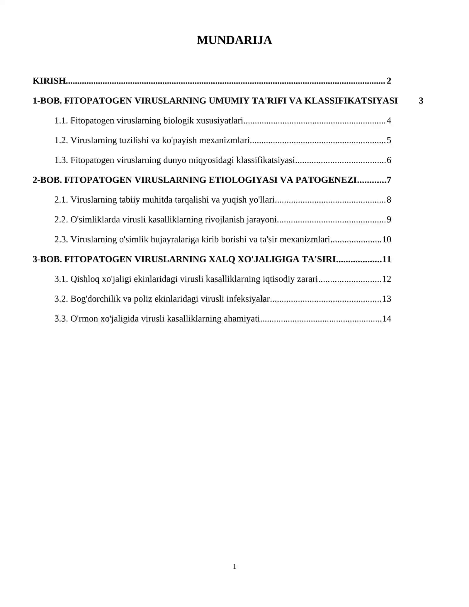 Fitopatogen viruslar va ularning xalq xo‘jaligidagi ahamiyatini tahlil etish. 2