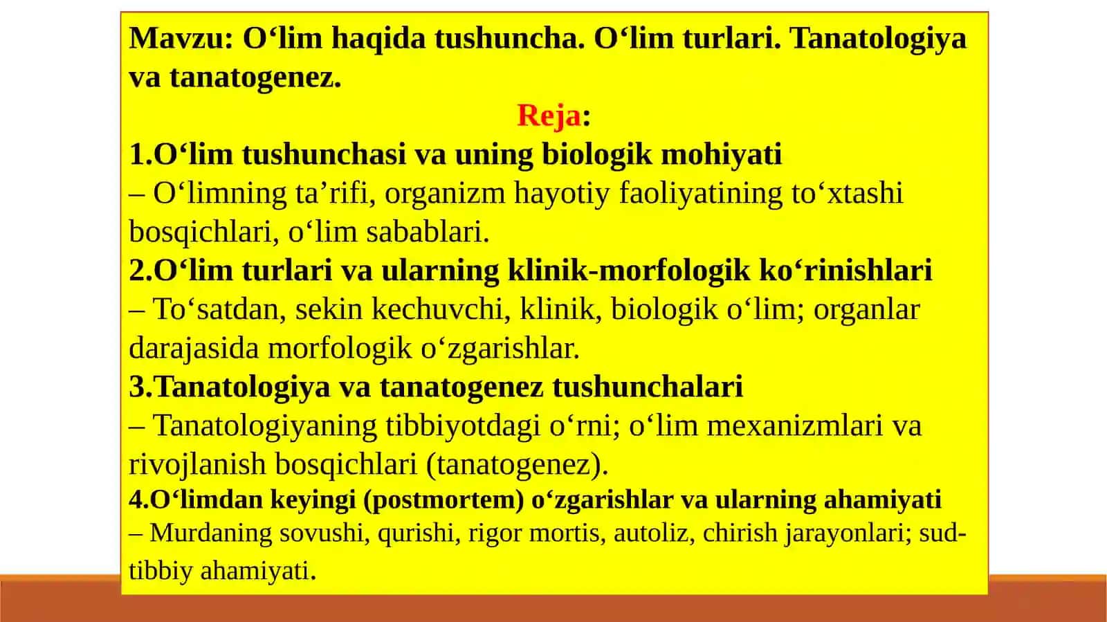 O'lim haqida tushuncha. O‘lim turlari. Tanatologiya va tanatogenez 2