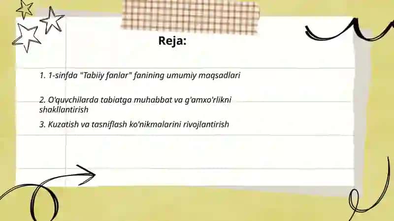 1-sinfda “Tabiiy fanlar” fanining maqsad va vazifalari 2
