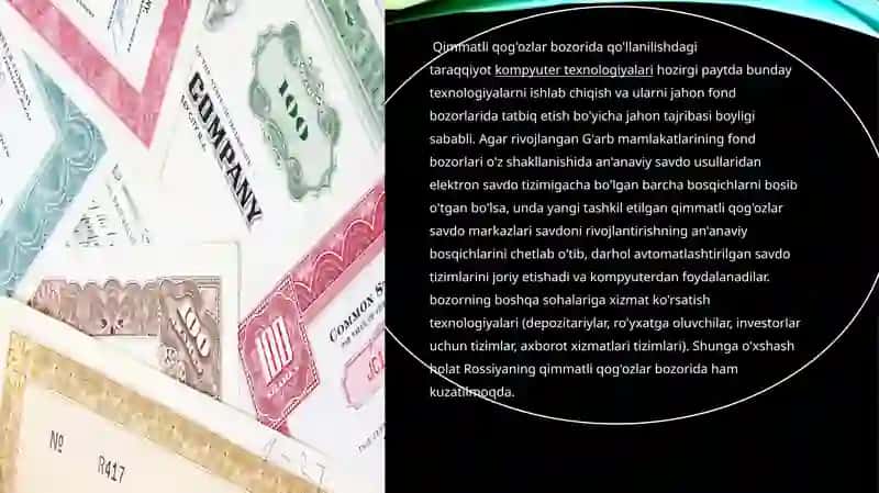 Qimmatli qog’ozlar bozorida avtomatlashtirilgan axborot texnologiyalari va tizimlari 2