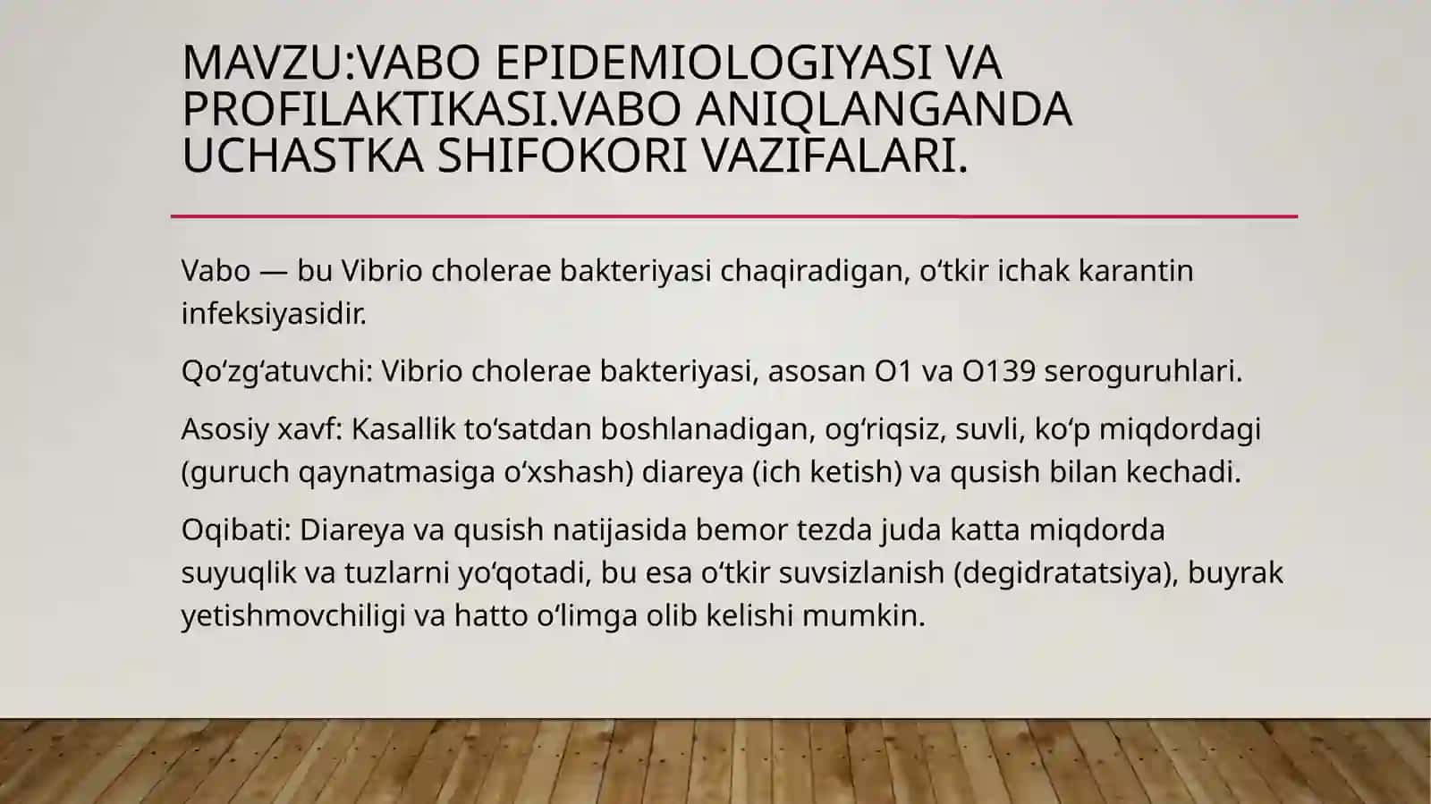 Tibbiy profilaktika va vabo epidemiologiyasi 2