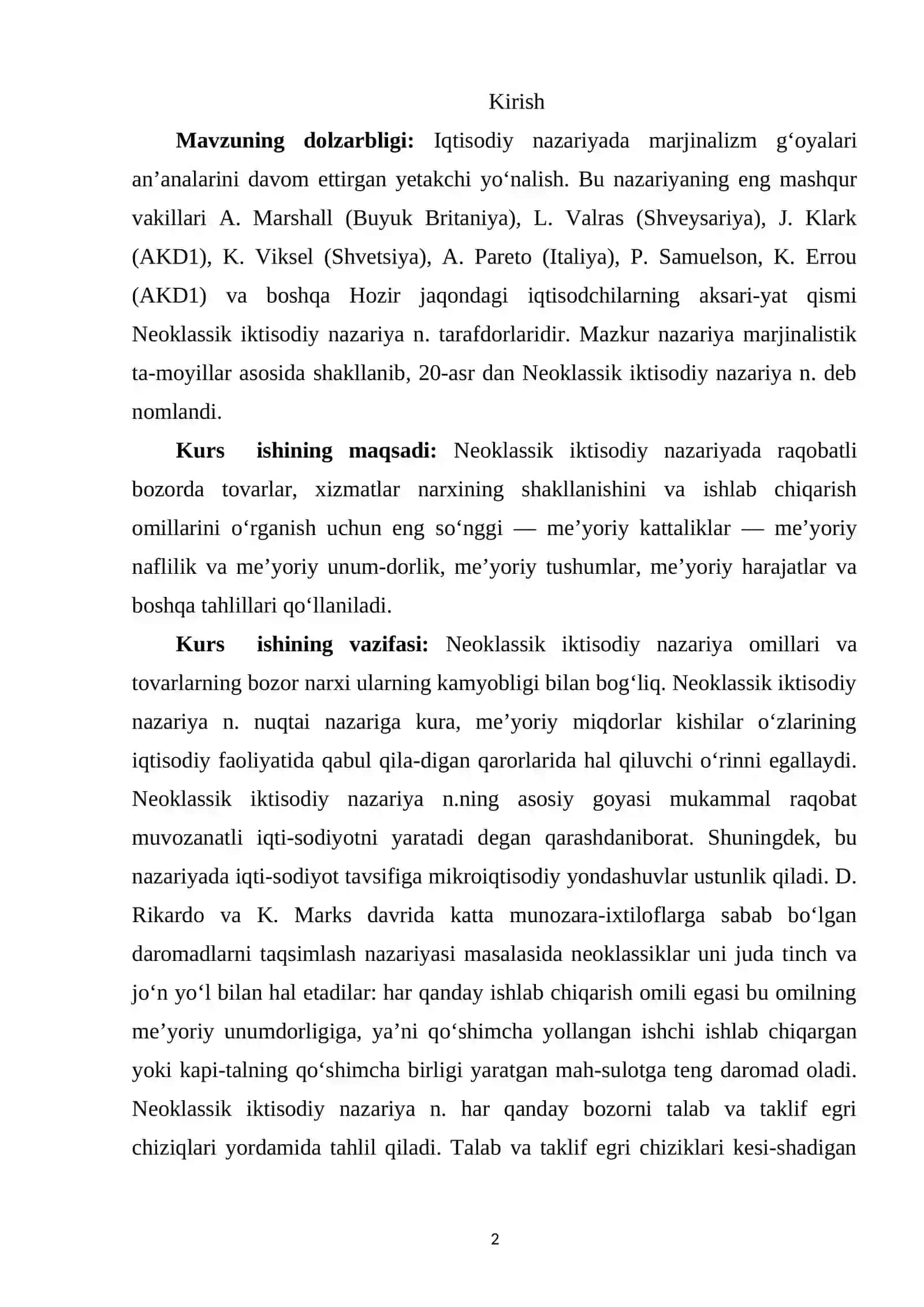 Neoklassik Iqtisodiy O'sish Nazariyasi 2