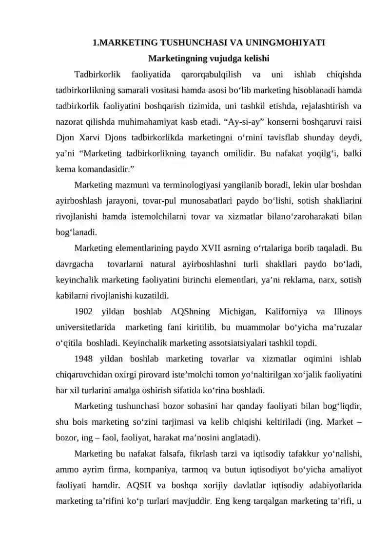 MARKETING XIZMATINI YARATISHNING XORIJIY TAJRIBALARI 2