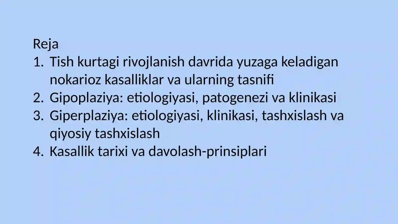 Tish kurtagi rivojlanish davrida yuzaga keladigan nokarioz kasalliklar va ularning tasnifi 2