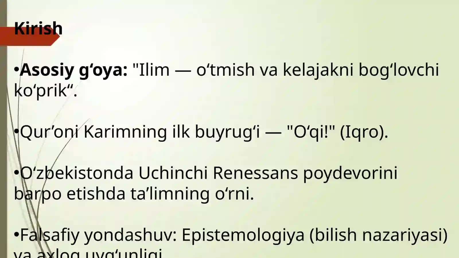 Qur’on sura va oyatlari mazmunining zamonaviy ta’lim islohotlaridagi in’ikosi 2
