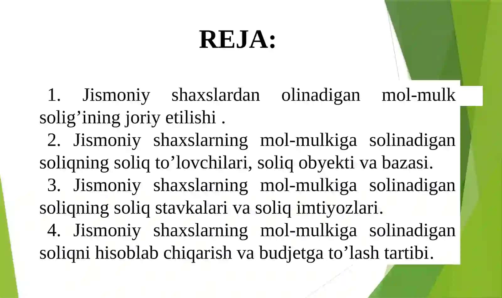Jismoniy Shaxslardan Olinadigan Mol-MulK Solig'i 2