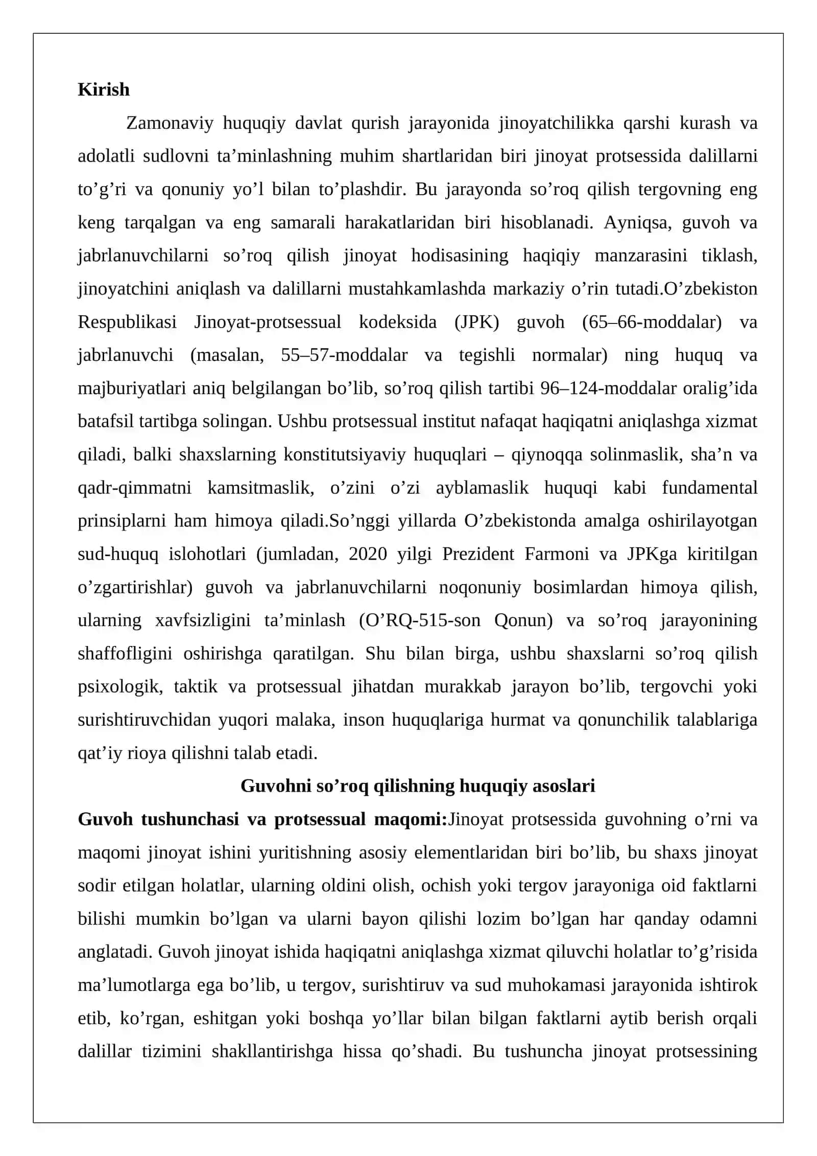 Guvoh va jabrlanuvchini so’roq qilish 2