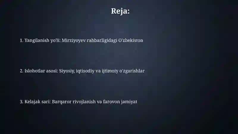 Yangi O'zbekistonda Prezident Sh M. Mirziyoyev rahbarligi va tashabbusi ostida 2