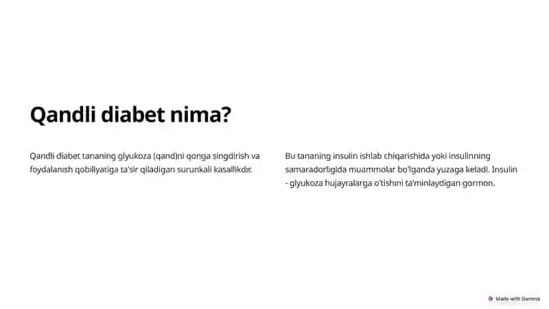 Qandli diabetda karbonsuvlar, yog'lar va oqsillar almashinuvining buzilishi 2