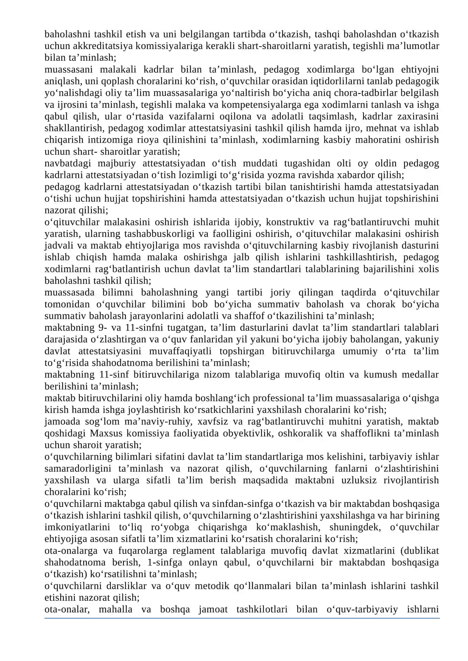 UMUMIY O‘RTA TA’LIM MUASSASALARI XODIMLARINING LAVOZIM MAJBURIYATLARI 2