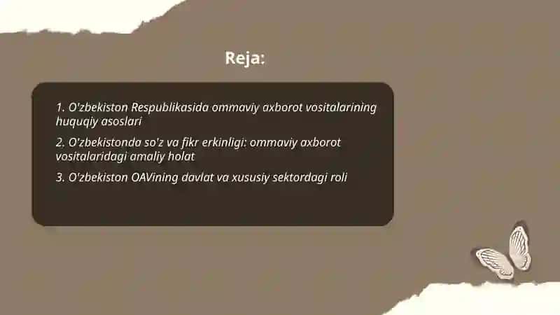 O'zbekiston Respublikasida omaviy axborot vositalarining faolyati 2