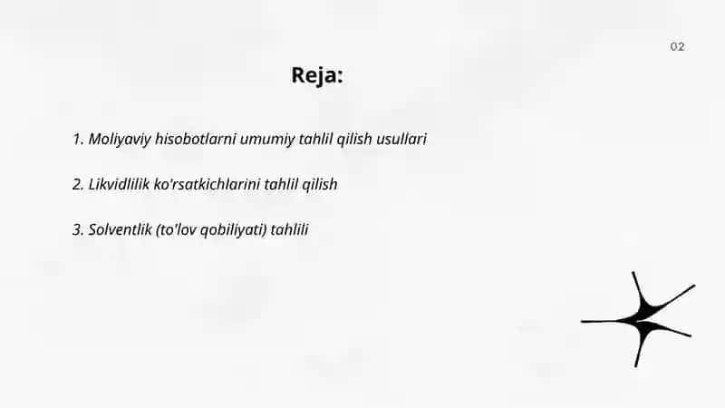 Moliyaviy hisobotlarni umumiy tahlil qilish usullari 2