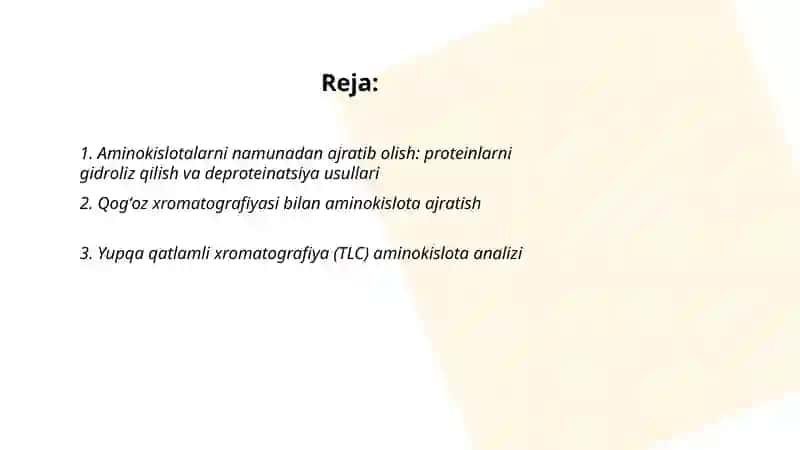 Aminokislotalarni ajratip olish va idintifikatsiyalash usullari 2