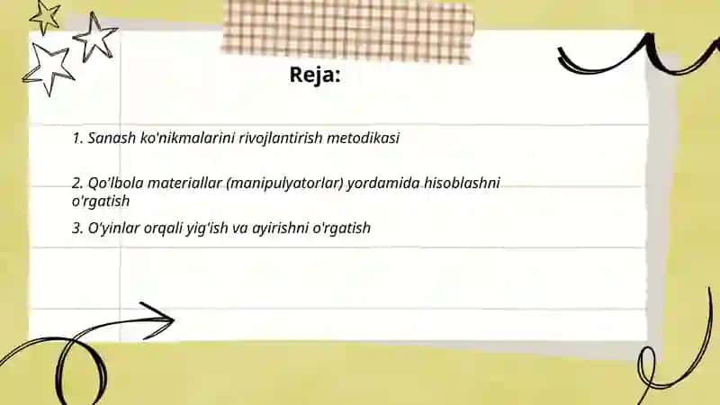 Tarbiyalanuvchilarga hisoblash usullarini o'rgatish 2