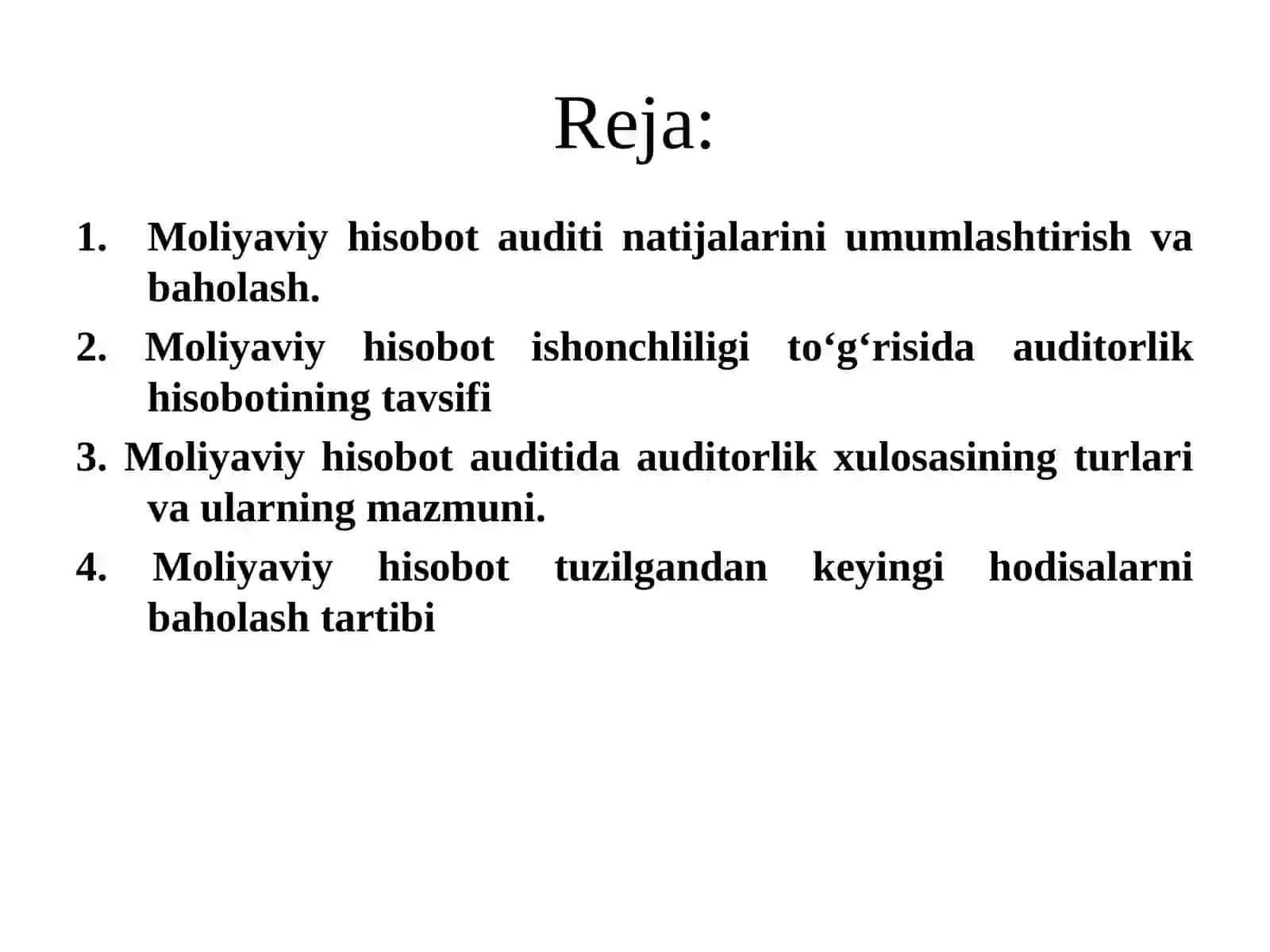 MOLIYAVIY HISOBOT AUDITINING YAKUNIY BOSQICHI 2