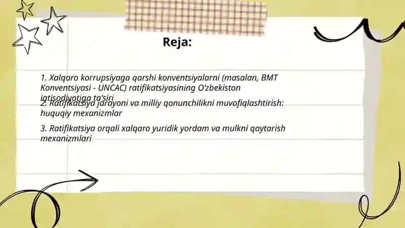 Korrupsiyaga qarshi kurash boʻyicha xalqaro qonun va qarorlarning Oʻzbekistonda ratifikatsiya qilishning ahamiyati 2