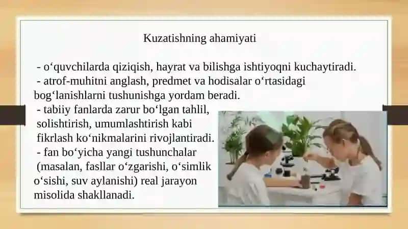 Boshlang'ich ta'limda tabiiy fanlari darslarida kuzatish orqali yangi bilimlarni shakllantirish 2