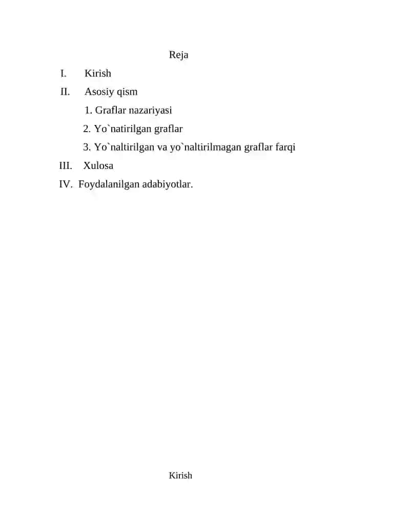 Yo'naltirilgan va yo'naltirilmagan graflar 2
