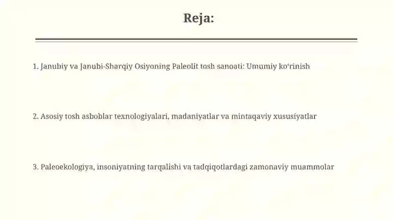 Janubiy va Janubiy-Sharqiy Osiyo paleoliti tosh industriyasi 2