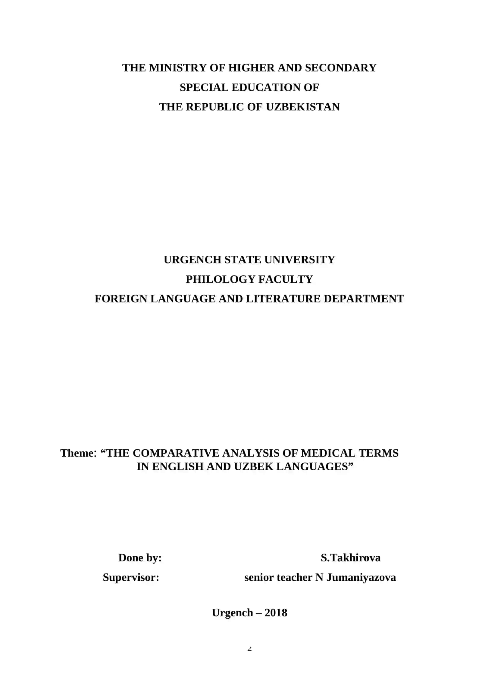 THE COMPARATIVE ANALYSIS OF MEDICAL TERMS IN ENGLISH AND UZBEK LANGUAGES 2