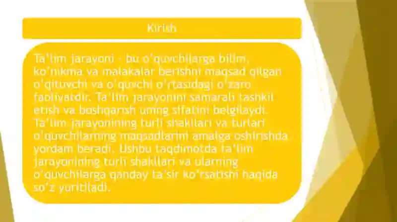 Ta'lim jarayonining asosiy turlari 2
