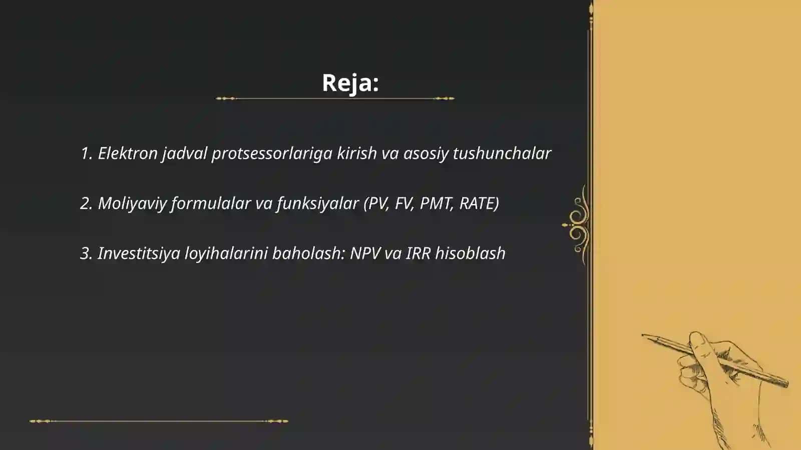Elektron jadval protsessorlariga kirish va asosiy tushunchalar 2