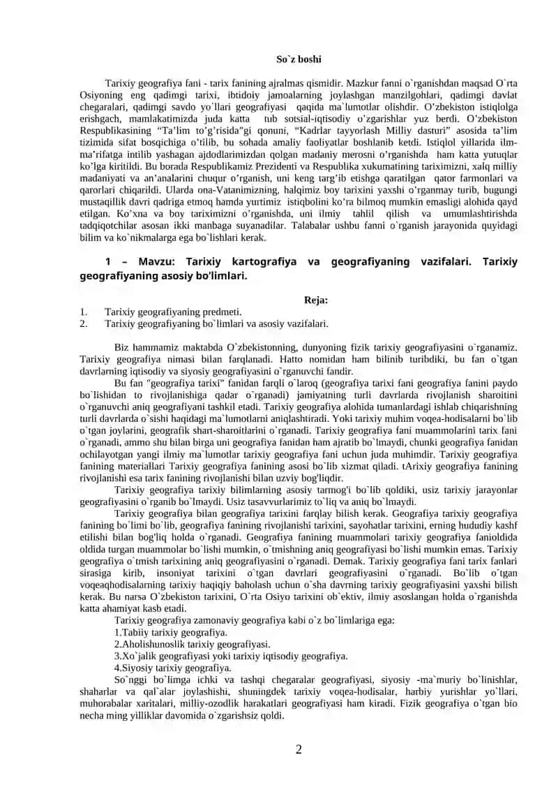 Tarixiy Geografiya fanidan darslik 2