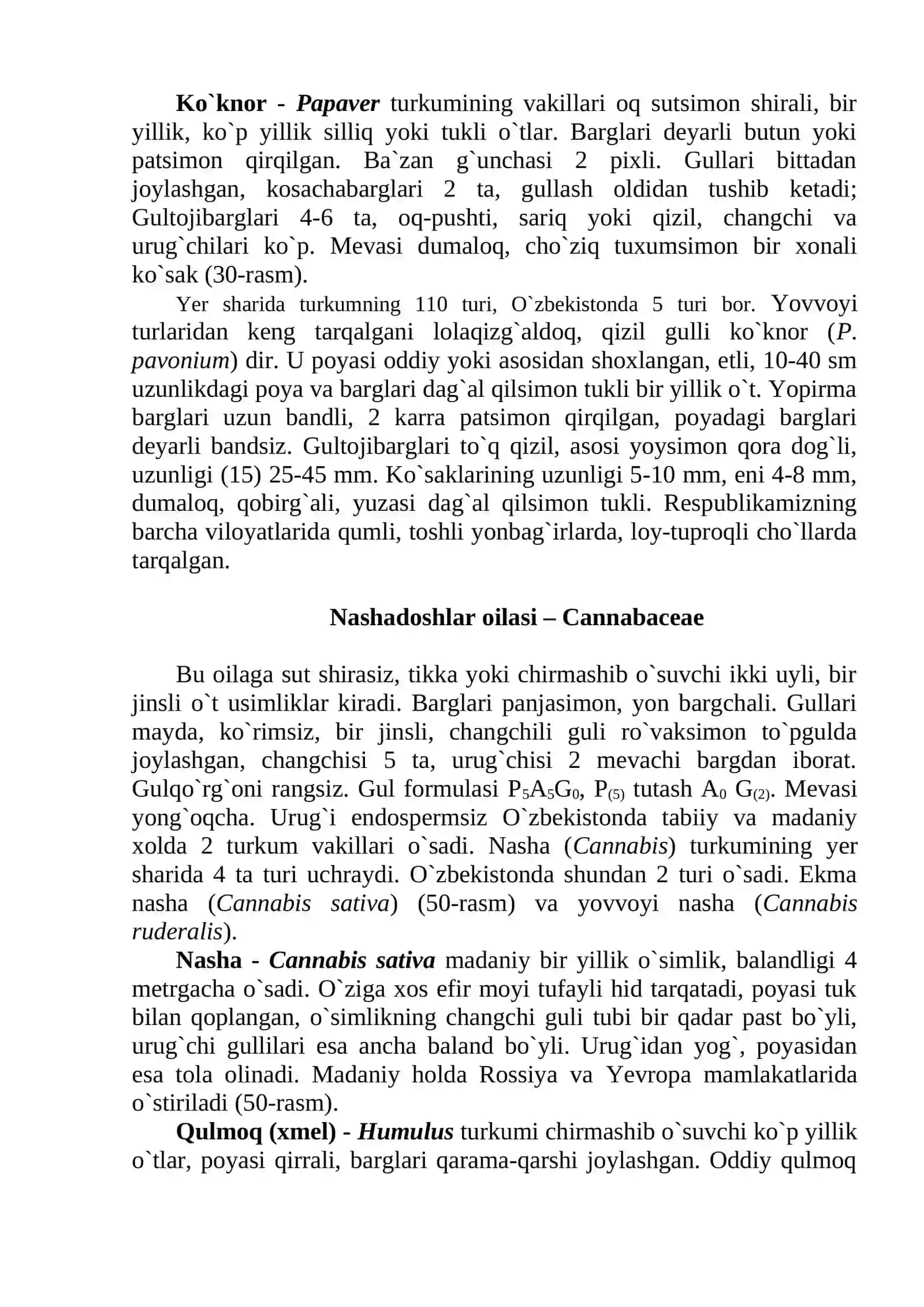 Ko`knornamolar qabilasi – Papaverales 2