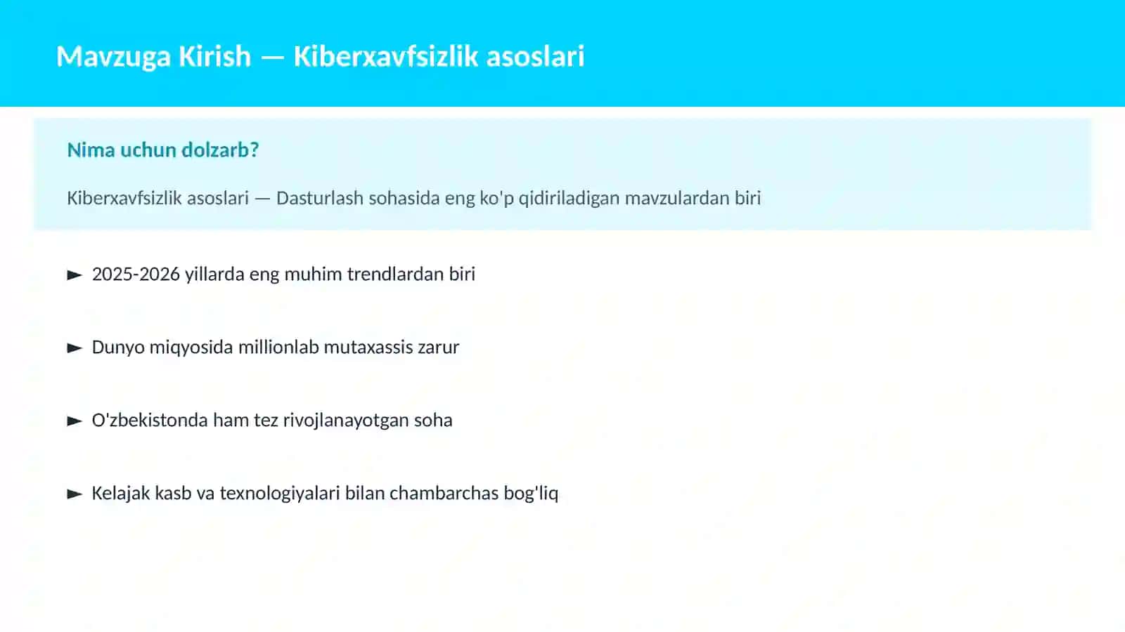 Kiberxavfsizlik asoslari 2