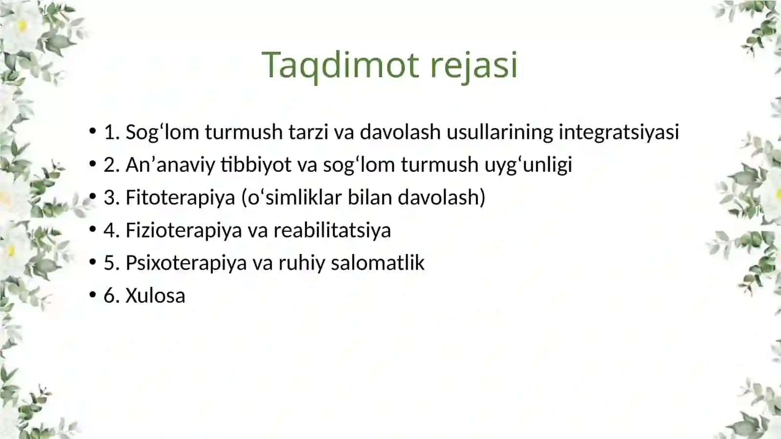 SOGʻLOMTURMUSH TARZINI BOSHQA DAVOLASH USULLARI BILAN BIRGALIKDAQOʻLLASH 2