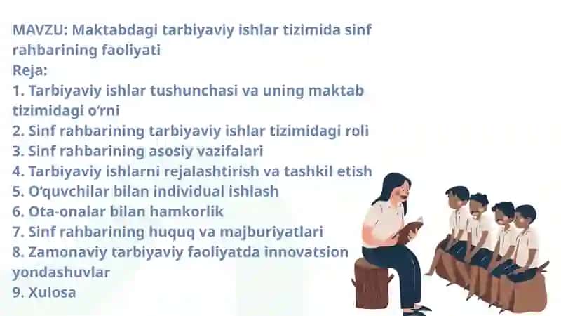 Maktabdagi tarbiyaviy ishlar tizimida sinf rahbarining faoliyati 2
