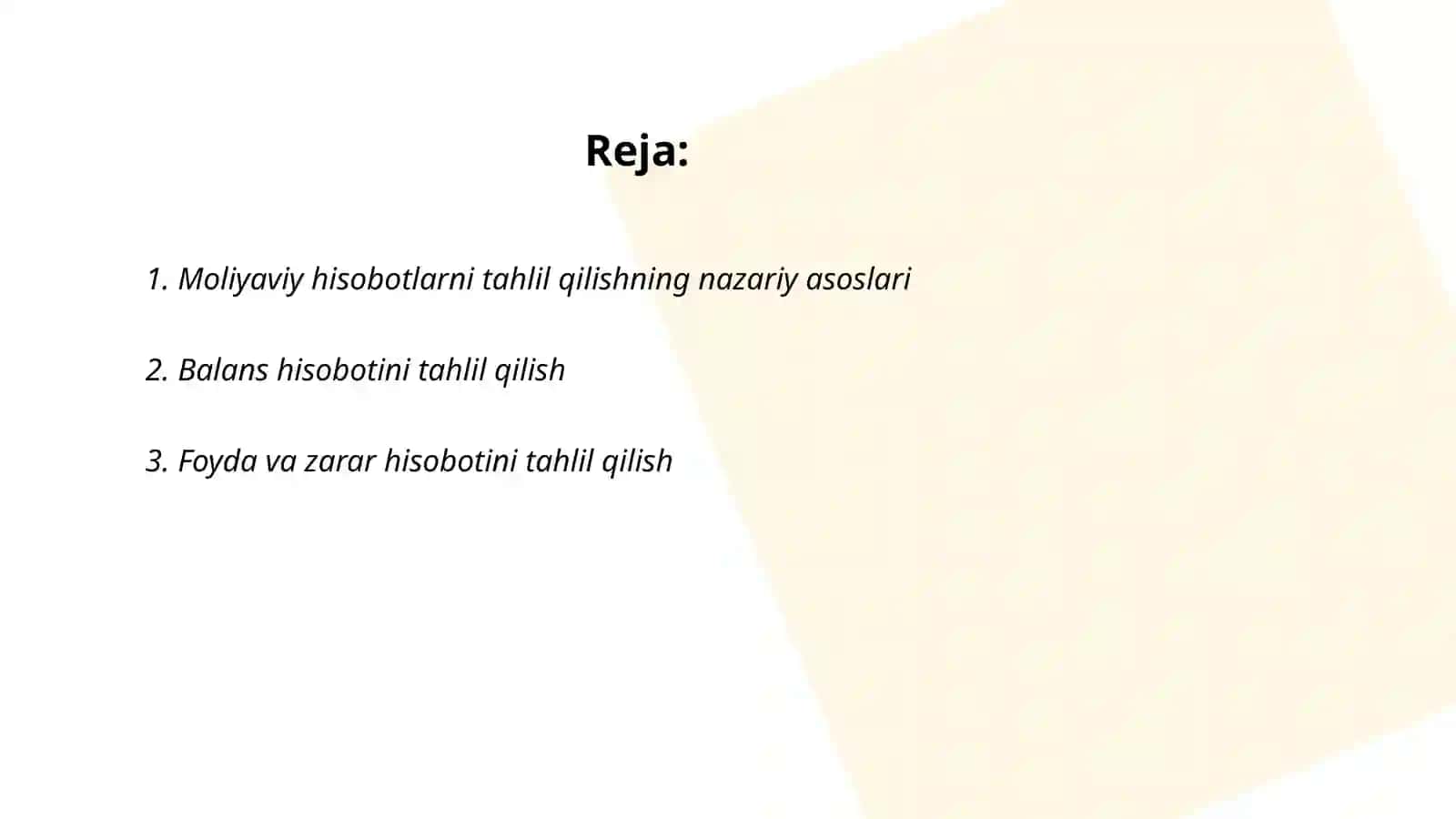 Moliyaviy hisobotlarni tahlil qilish 2