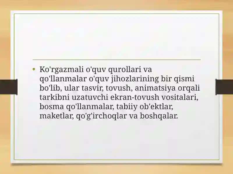Ko'rgazmali o'quv qurollari 2