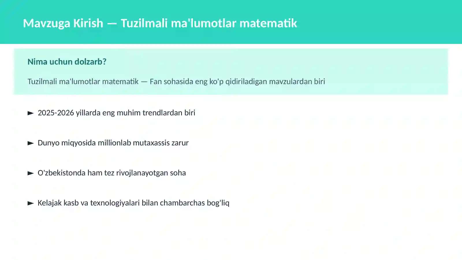 Tuzilmali ma'lumotlar matematik 2