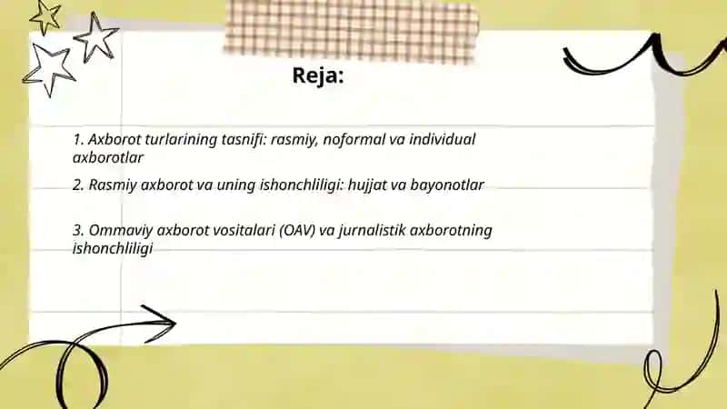 Axborot turlari va uning ishonchliligi 2