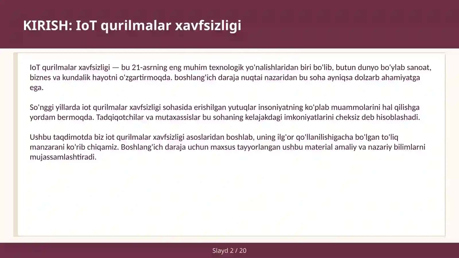 IoT QURILMALAR XAVFSIZLIGI 2