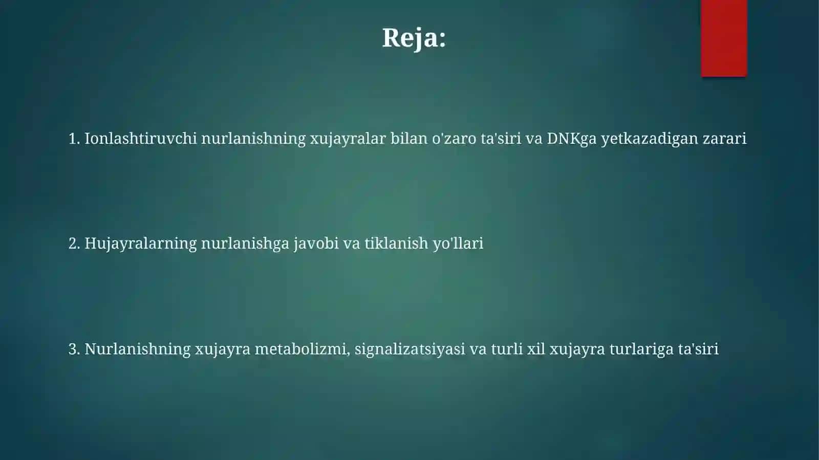 Ionlanuvchi nurlanishning hujayralarga ta'siri 2