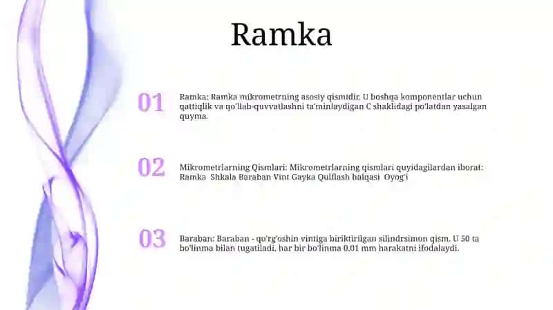Mikrometrlarning Qismlari 2