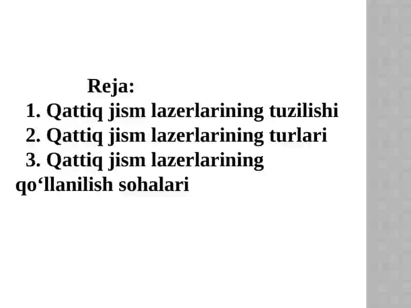 Qattiq jism lazerlari 2