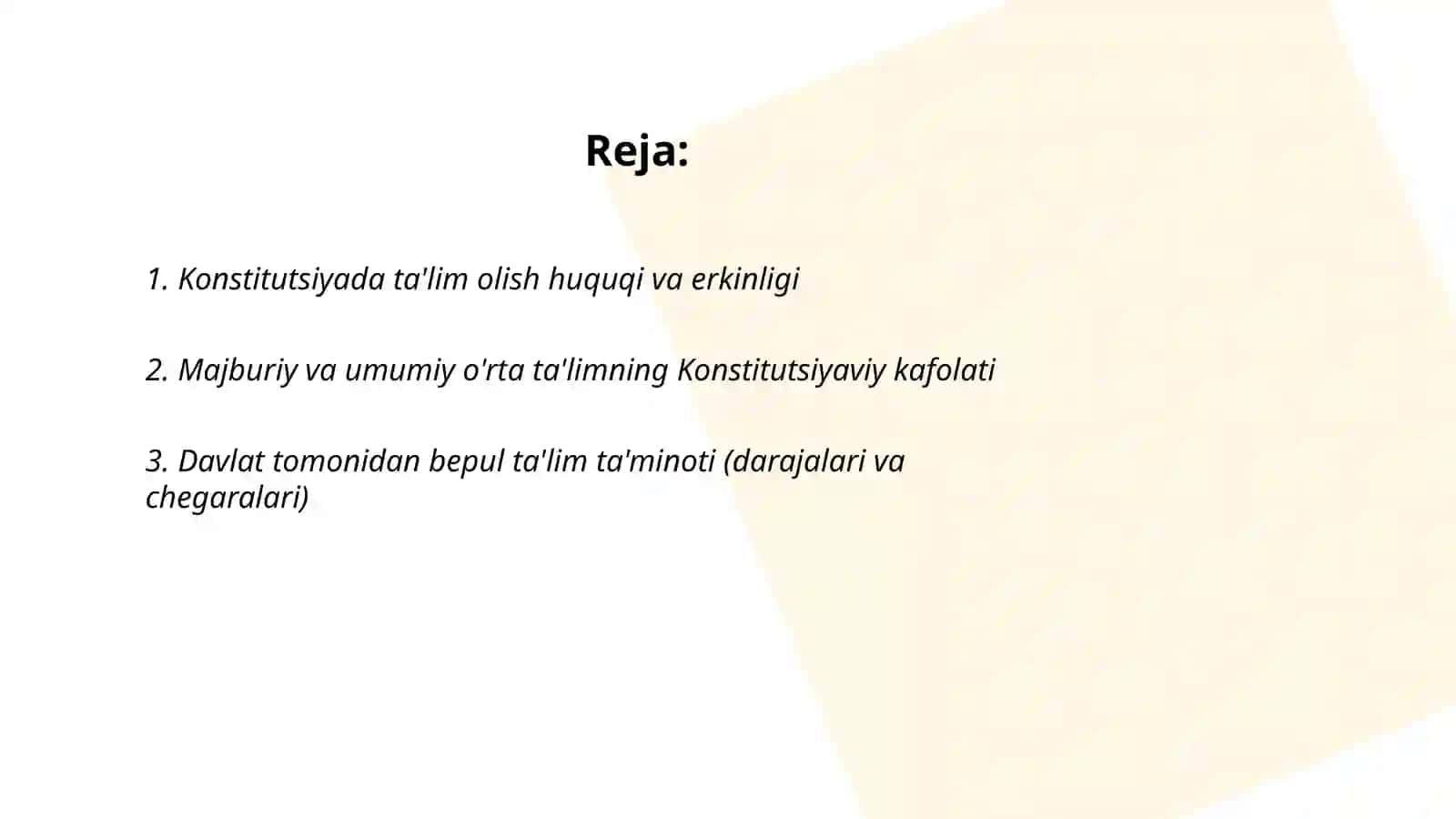 O'zbekiston Respublikasi Konstitutsiyasidagi ta'lim haqida 2