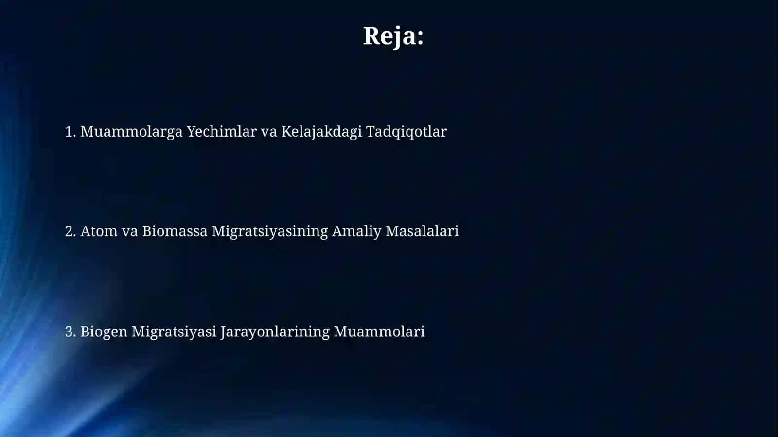 Atomlarning biogen migratsiyasi va biomassa bo'yicha masala va mashqlar tuzish hamdayechish 2