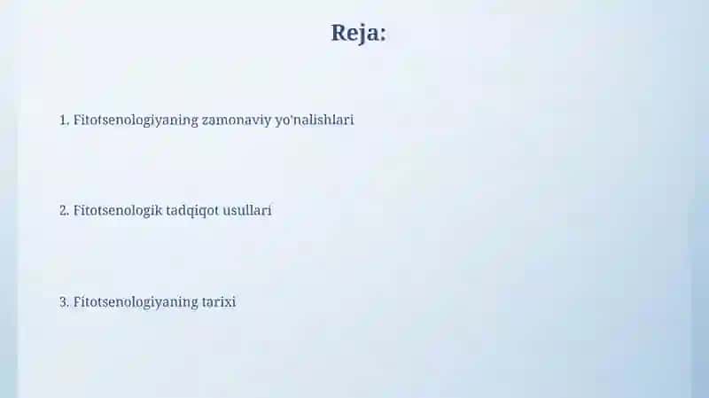 Fitosenologiya fanining rivojlanish tarixi va tadqiqot usullari 2